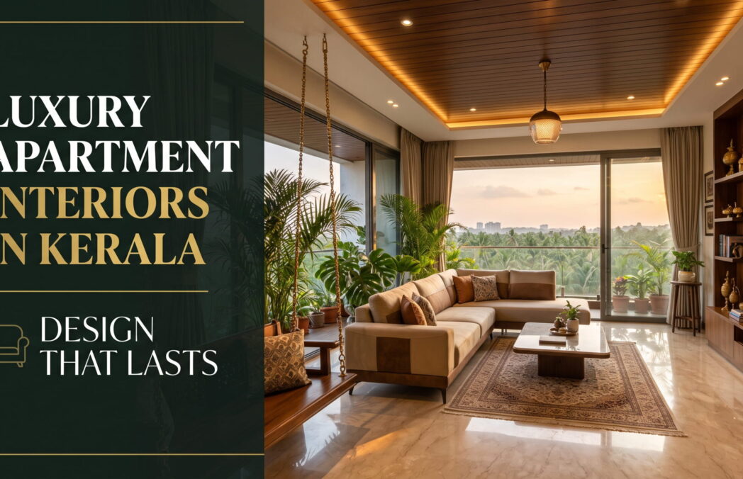 Luxury apartment living room with a garden view, cover image for the Kerala interiors guide