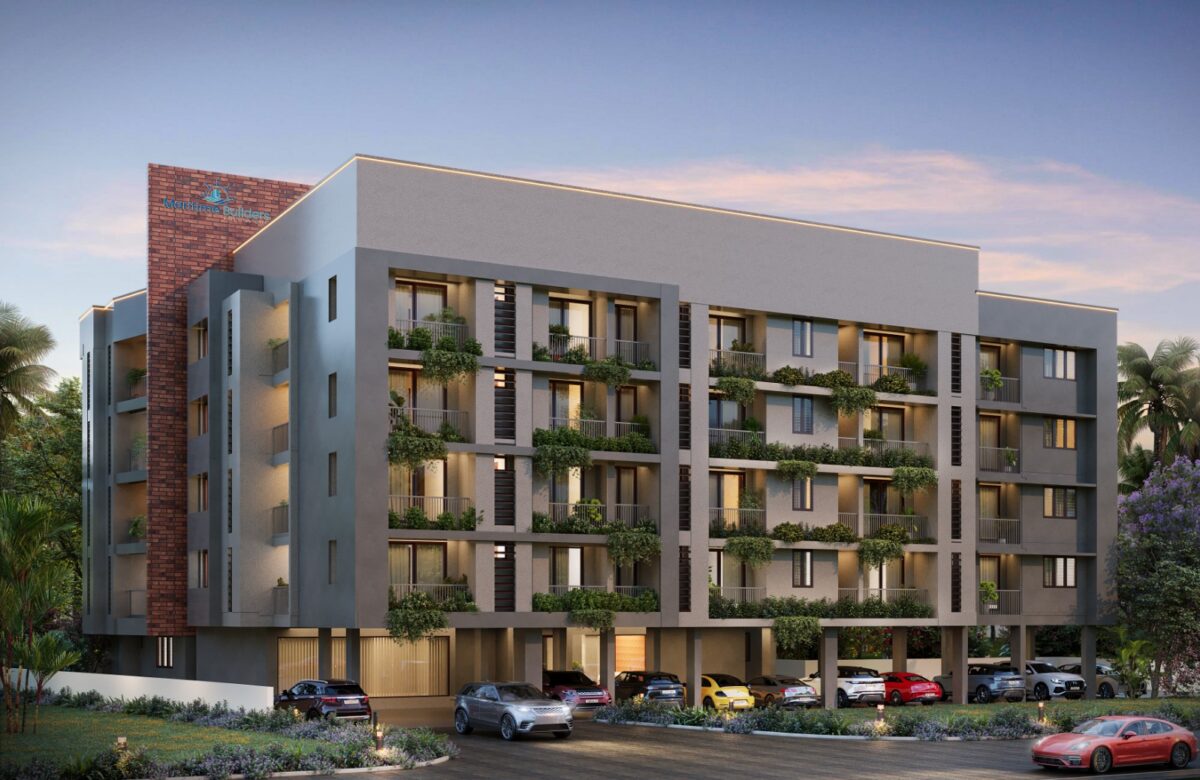 Maritime Elite apartment building at Nalanchira, Trivandrum: evening view of the front elevation (artist’s impression)